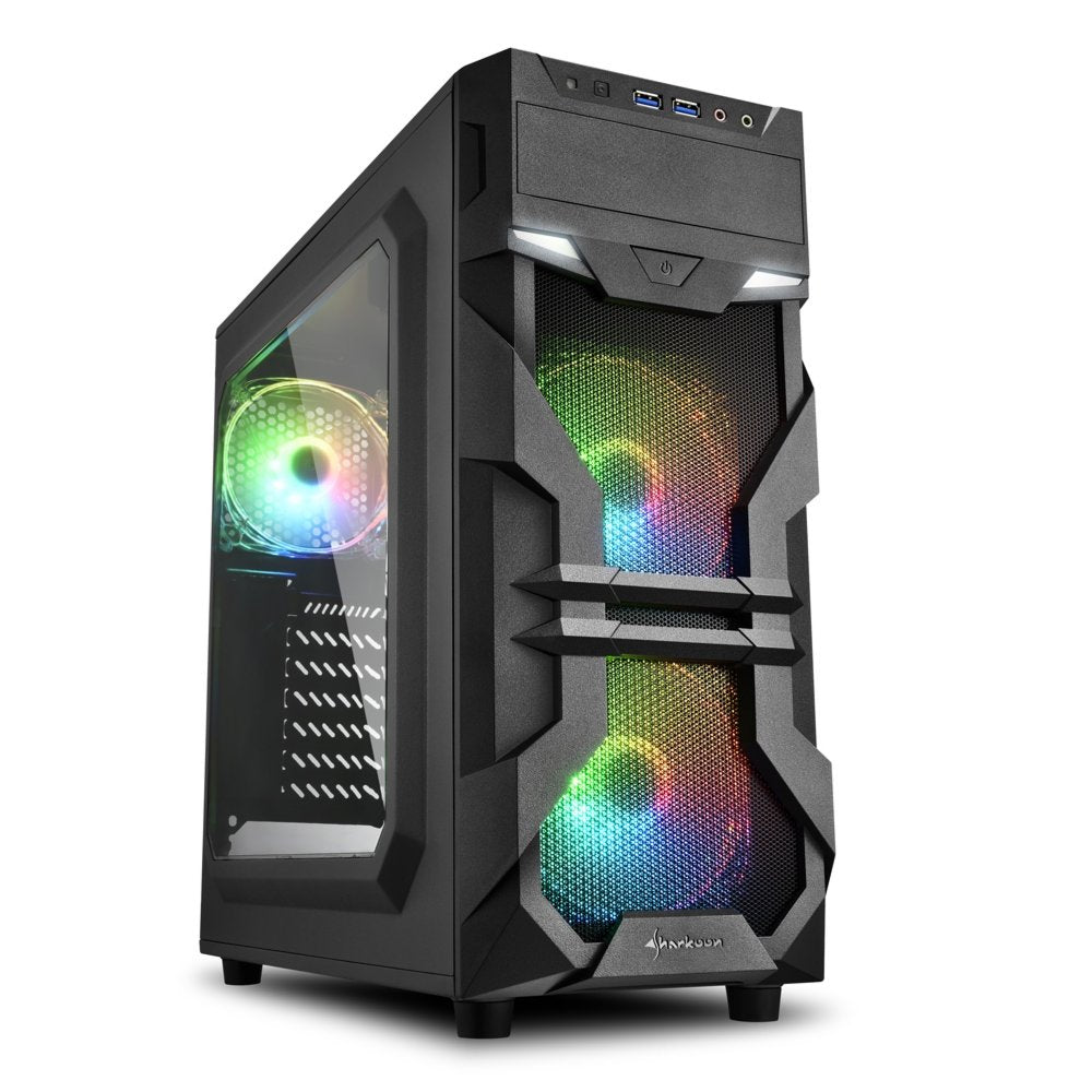 Sharkoon VG7-W RGB | Midi Tower Behuizing | Zwart | Met RGB-verlichting en Acryl Zijpaneel - Matmuis